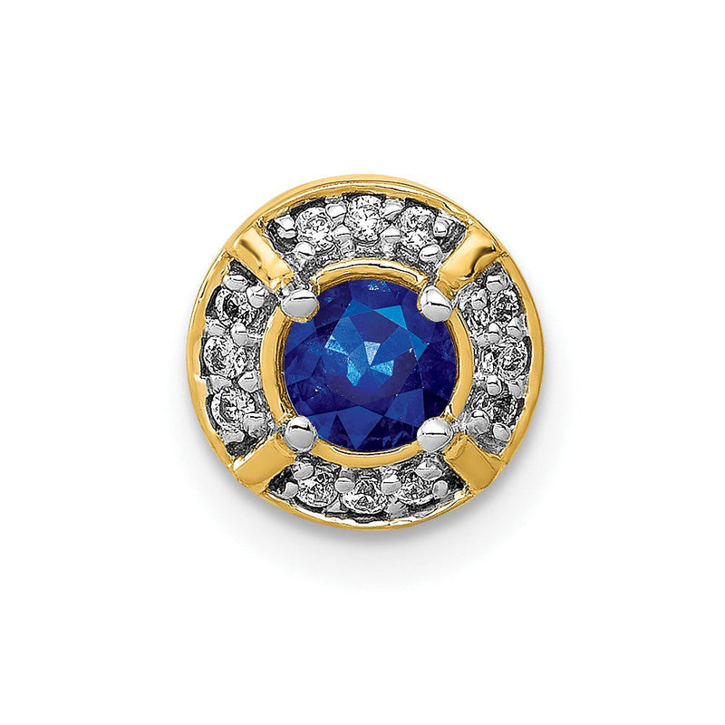 14K Gelbgold 1/15ct. Echt Diamant Und.25 Saphir Fantasie Kette Anhänger