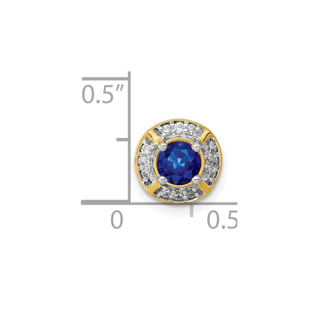 14K Gelbgold 1/10ct. Echt Diamant Und.33 Saphir Fantasie Kette Anhänger