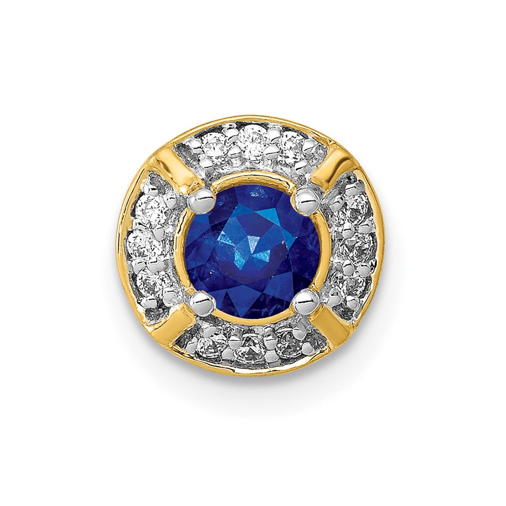 14K Gelbgold 1/10ct. Echt Diamant Und.33 Saphir Fantasie Kette Anhänger