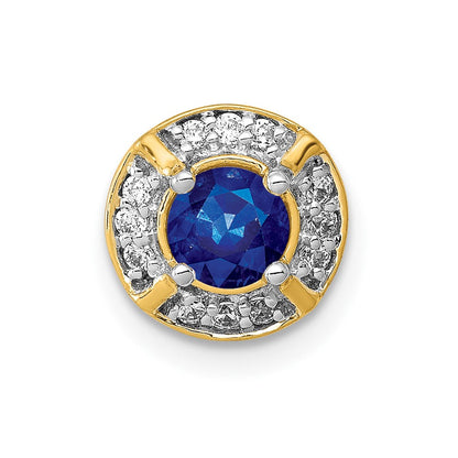 14K Gelbgold 1/10ct. Echt Diamant Und.33 Saphir Fantasie Kette Anhänger