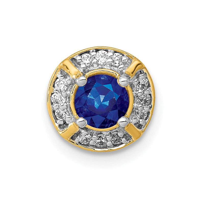 14K Gelbgold 1/10ct. Echt Diamant Und.33 Saphir Fantasie Kette Anhänger