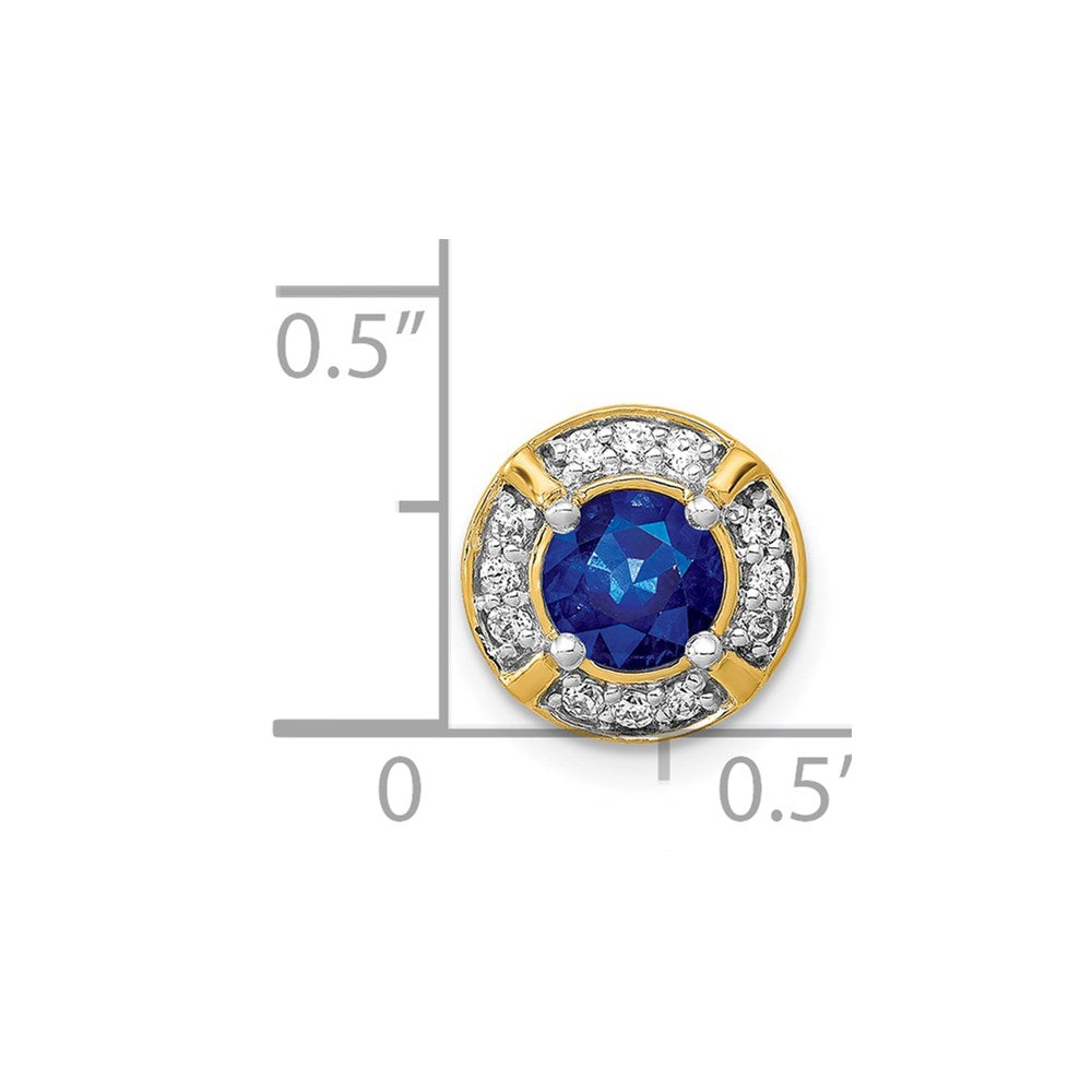14K Gelbgold 1/8ct. Echt Diamant Und.50 Saphir Fantasie Kette Anhänger