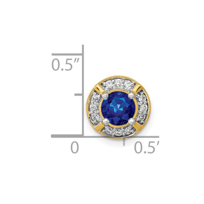 14K Gelbgold 1/8ct. Echt Diamant Und.50 Saphir Fantasie Kette Anhänger