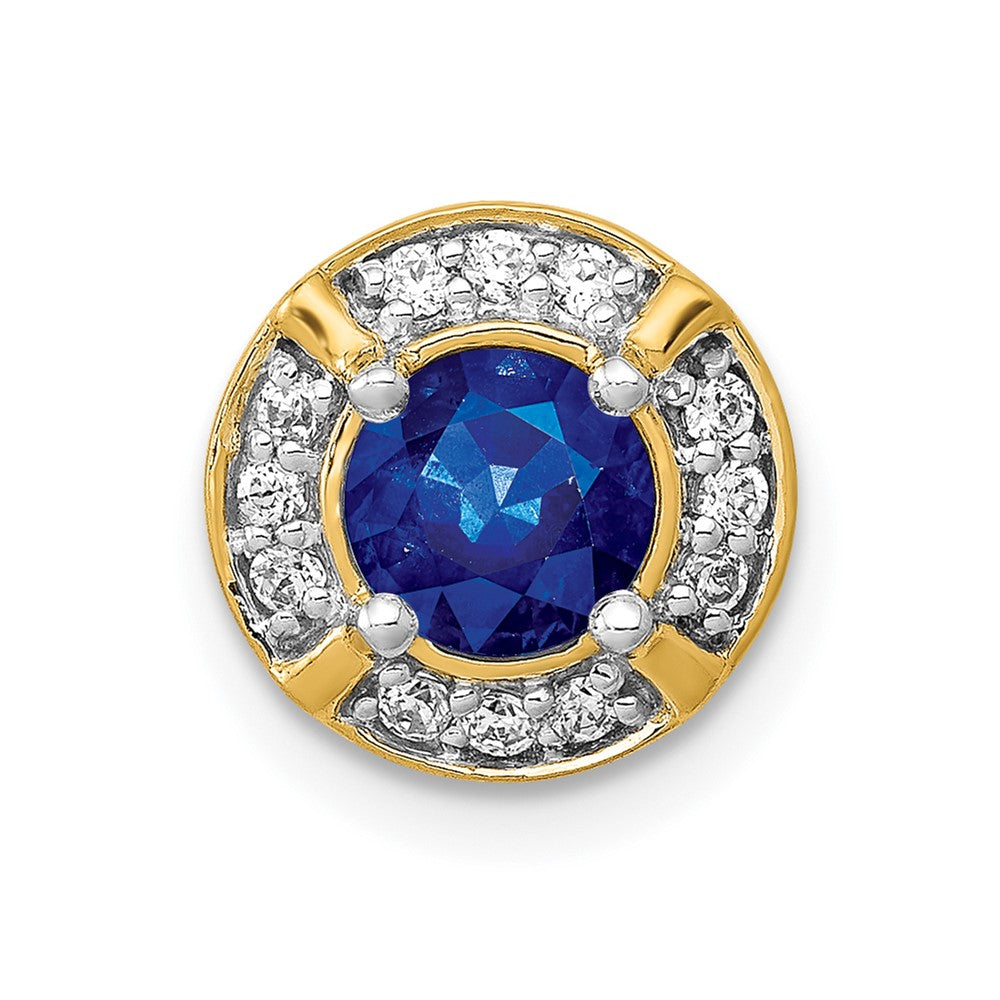 14K Gelbgold 1/8ct. Echt Diamant Und.50 Saphir Fantasie Kette Anhänger