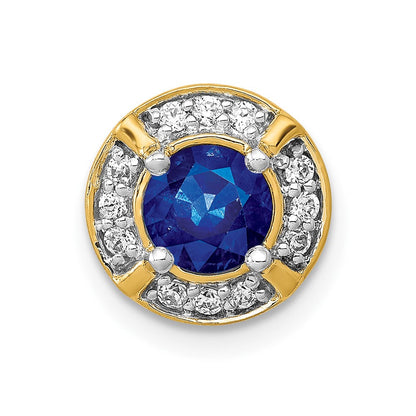 14K Gelbgold 1/8ct. Echt Diamant Und.50 Saphir Fantasie Kette Anhänger