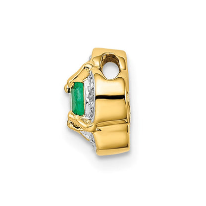 14K Gelbgold Echt Diamant Und.25 Smaragd Fantasie Kette Anhänger