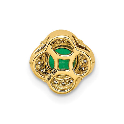 14K Gelbgold Echt Diamant Und.25 Smaragd Fantasie Kette Anhänger