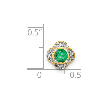14K Gelbgold Echt Diamant Und.25 Smaragd Fantasie Kette Anhänger