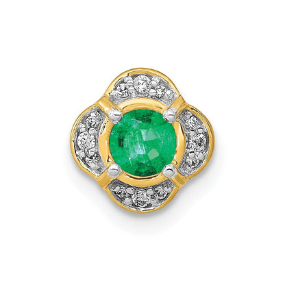 14K Gelbgold Echt Diamant Und.25 Smaragd Fantasie Kette Anhänger