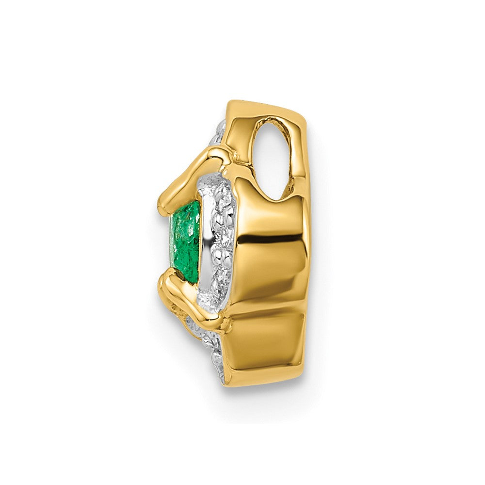 14K Gelbgold Echt Diamant Und.33 Smaragd Fantasie Kette Anhänger