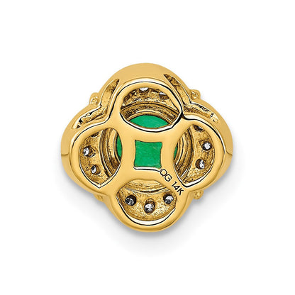 14K Gelbgold Echt Diamant Und.33 Smaragd Fantasie Kette Anhänger