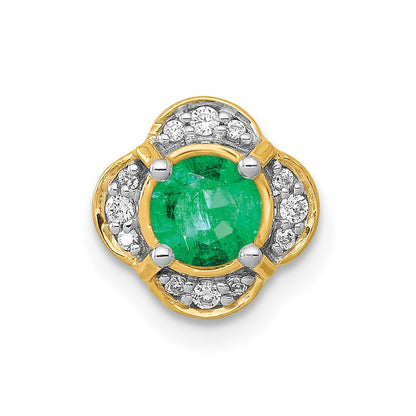 14K Gelbgold Echt Diamant Und.33 Smaragd Fantasie Kette Anhänger