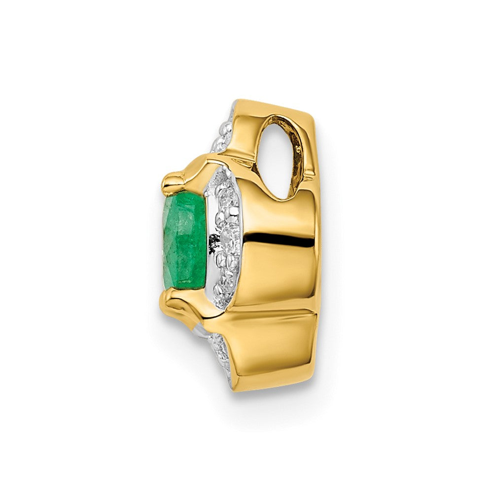 14K Gelbgold Echt Diamant Und.5 Smaragd Fantasie Kette Anhänger