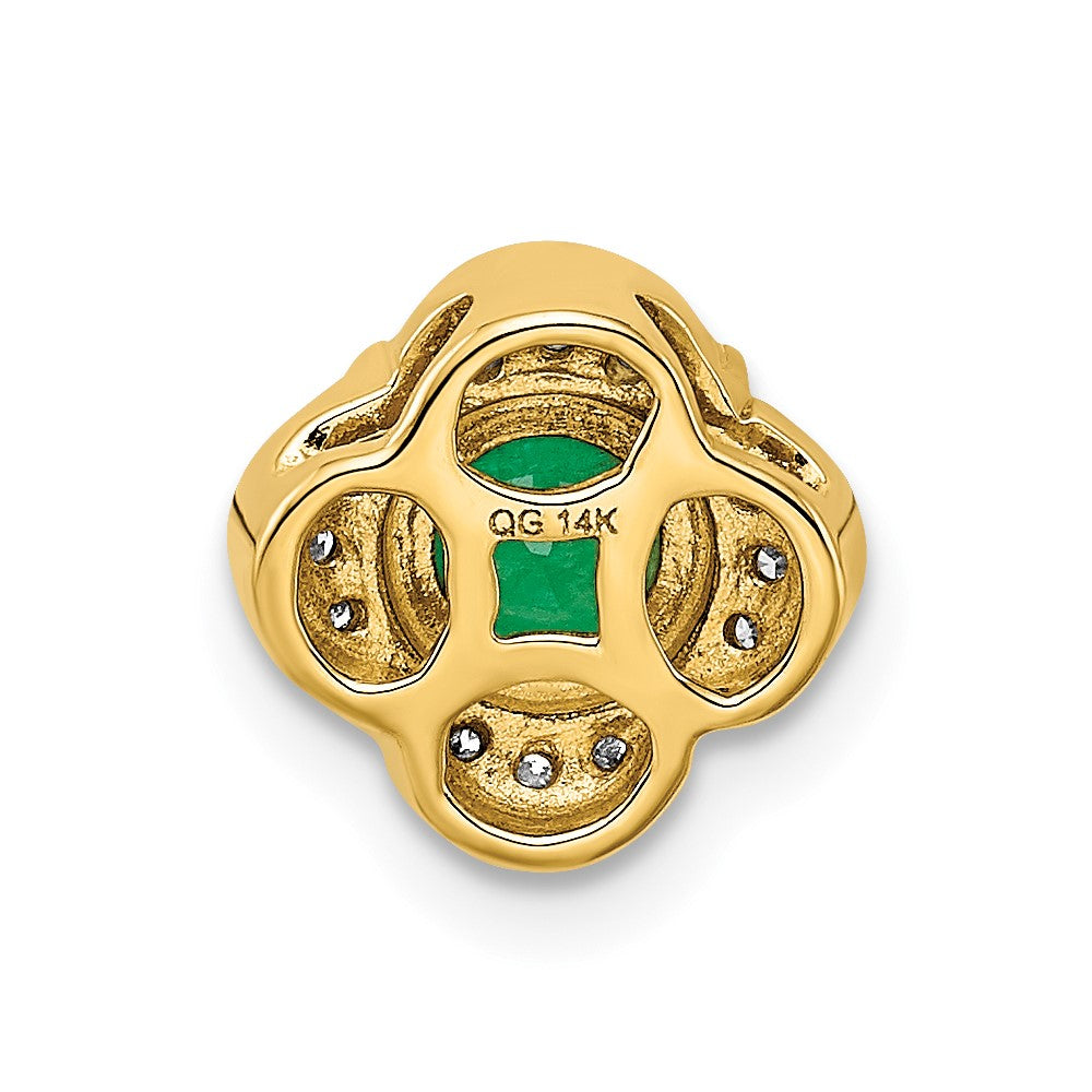 14K Gelbgold Echt Diamant Und.5 Smaragd Fantasie Kette Anhänger