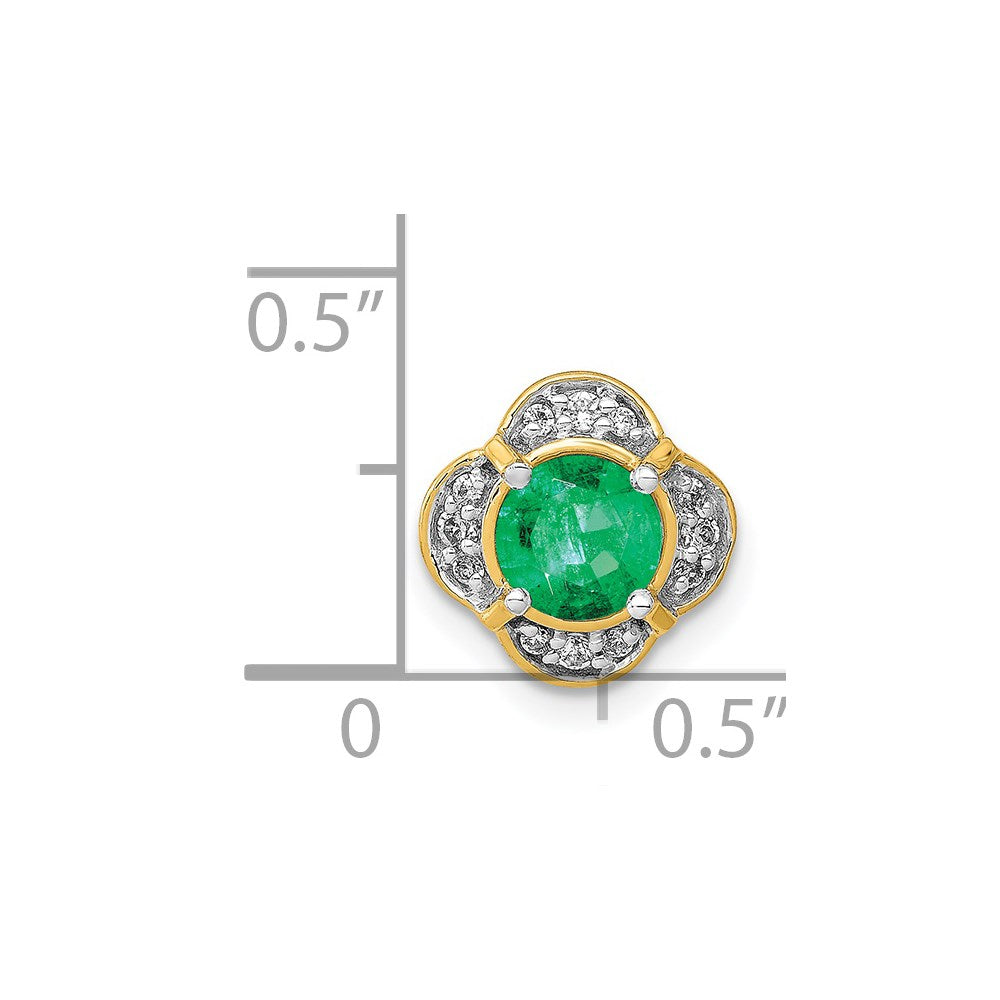 14K Gelbgold Echt Diamant Und.5 Smaragd Fantasie Kette Anhänger