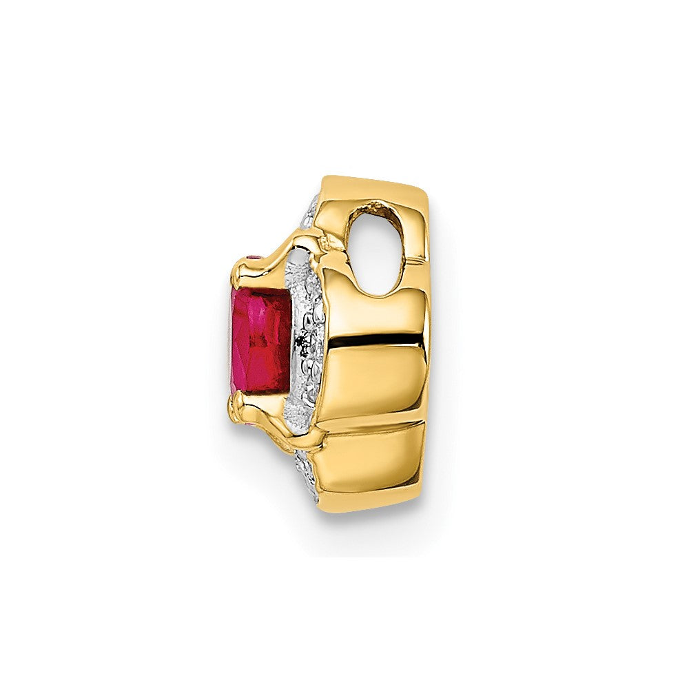 14K Gelbgold Echt Diamant Und.25 Rubin Fantasie Kette Anhänger
