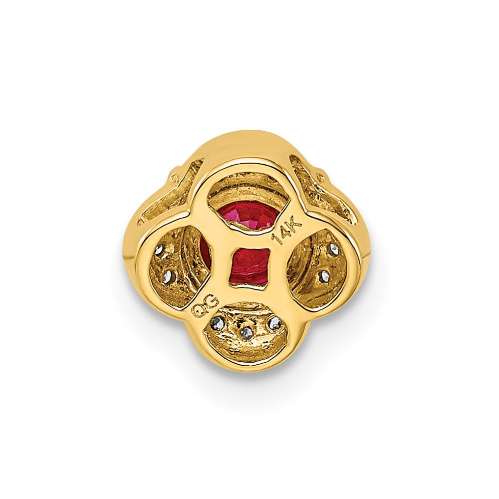 14K Gelbgold Echt Diamant Und.25 Rubin Fantasie Kette Anhänger