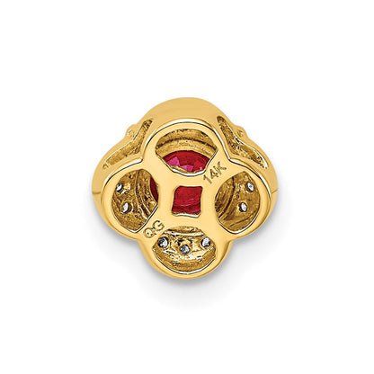 14K Gelbgold Echt Diamant Und.25 Rubin Fantasie Kette Anhänger