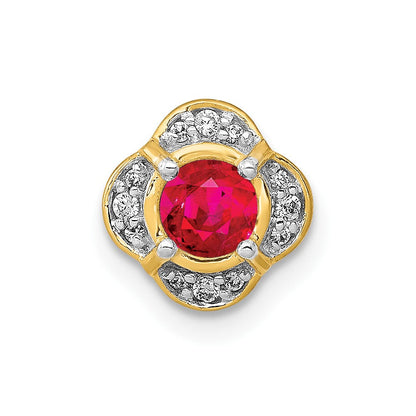 14K Gelbgold Echt Diamant Und.25 Rubin Fantasie Kette Anhänger