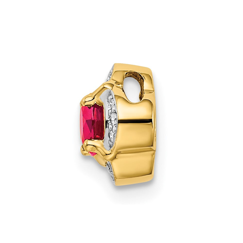 14K Gelbgold Echt Diamant Und.33 Rubin Fantasie Kette Anhänger