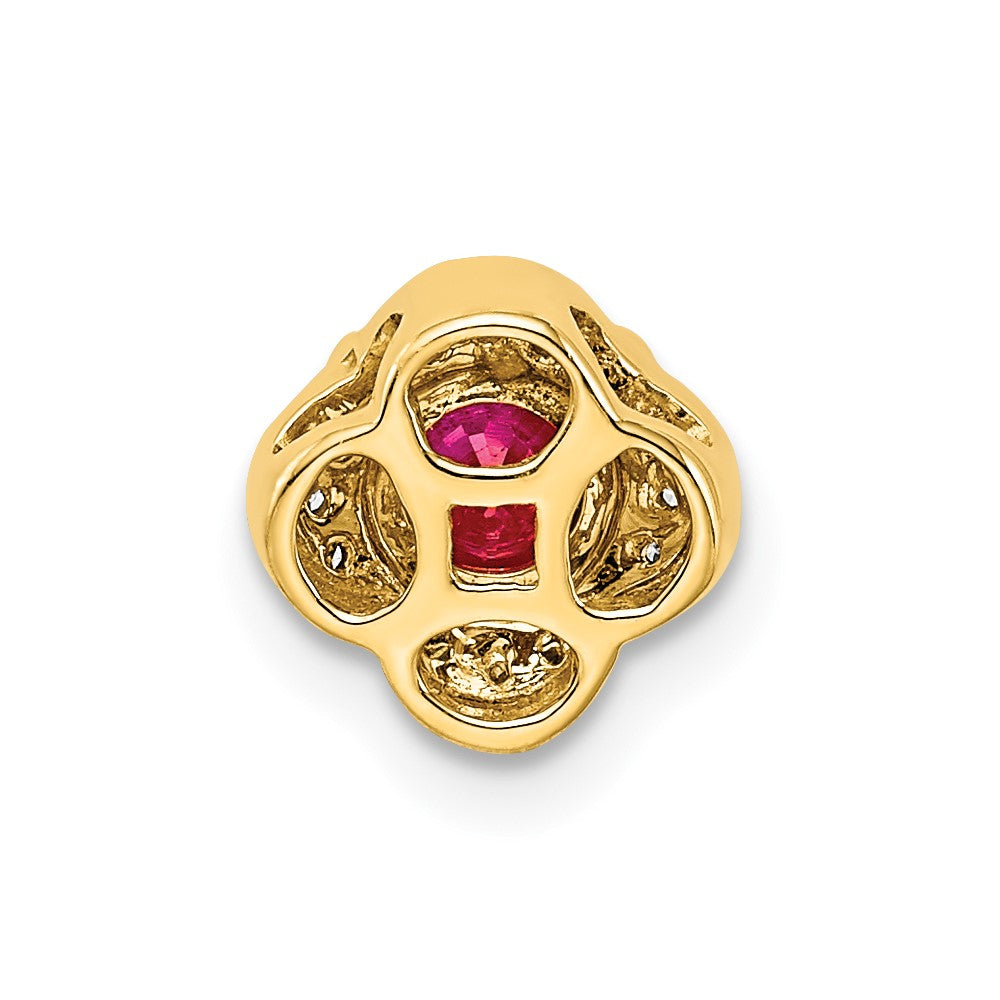14K Gelbgold Echt Diamant Und.33 Rubin Fantasie Kette Anhänger
