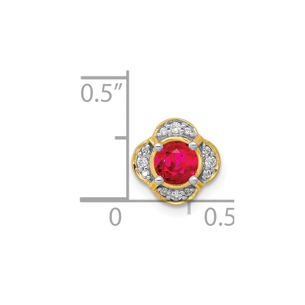 14K Gelbgold Echt Diamant Und.33 Rubin Fantasie Kette Anhänger