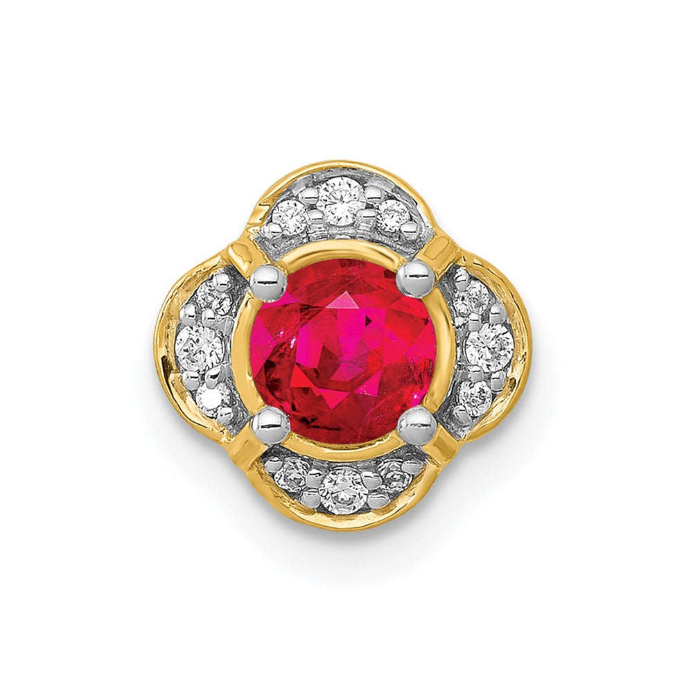 14K Gelbgold Echt Diamant Und.33 Rubin Fantasie Kette Anhänger