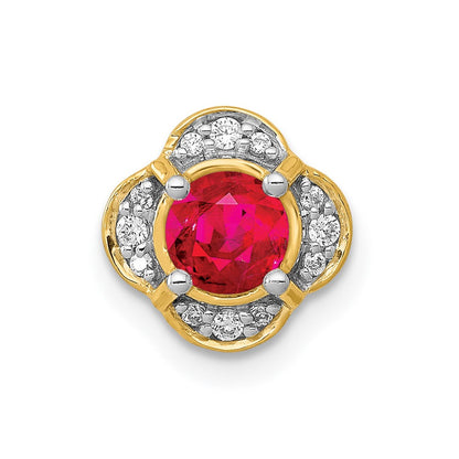 14K Gelbgold Echt Diamant Und.33 Rubin Fantasie Kette Anhänger