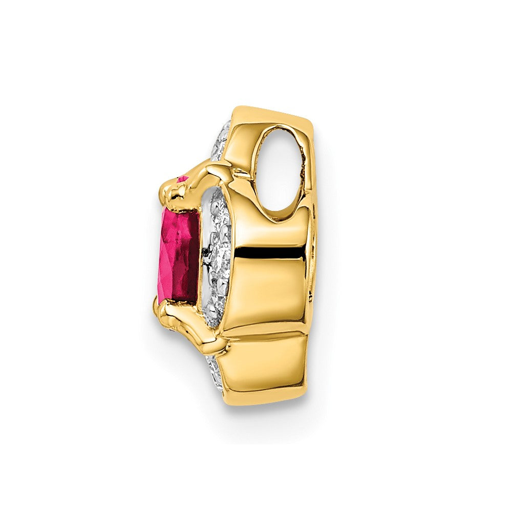 14K Gelbgold Echt Diamant und Rubin Fantasie Kette Anhänger