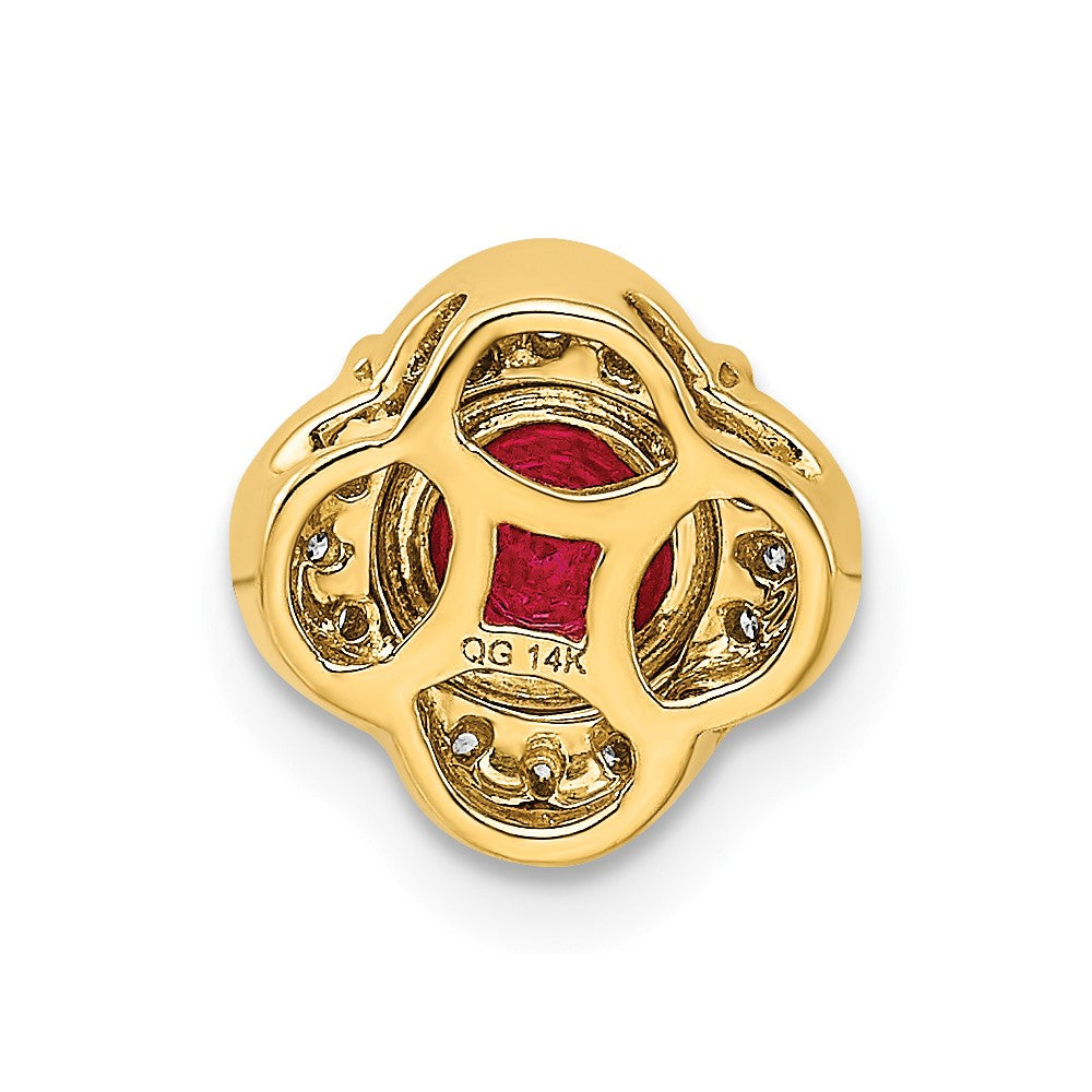 14K Gelbgold Echt Diamant und Rubin Fantasie Kette Anhänger