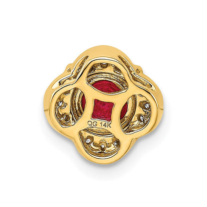 14K Gelbgold Echt Diamant und Rubin Fantasie Kette Anhänger