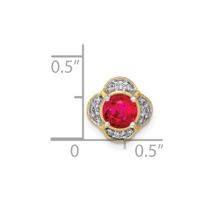 14K Gelbgold Echt Diamant und Rubin Fantasie Kette Anhänger
