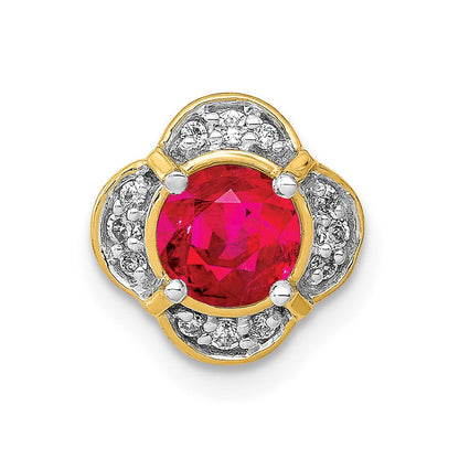 14K Gelbgold Echt Diamant und Rubin Fantasie Kette Anhänger