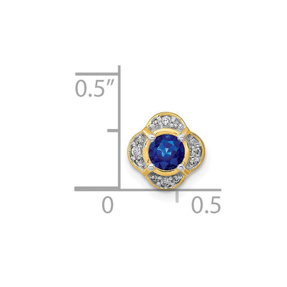 14K Gelbgold 1/20ct. Echt Diamant Und.25 Saphir Fantasie Kette Anhänger