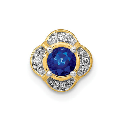 14K Gelbgold 1/20ct. Echt Diamant Und.25 Saphir Fantasie Kette Anhänger