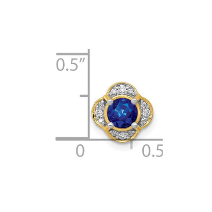 14K Gelbgold 1/15ct. Echt Diamant Und.33 Saphir Fantasie Kette Anhänger