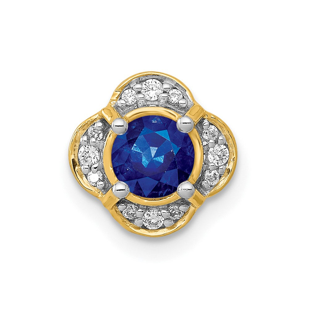 14K Gelbgold 1/15ct. Echt Diamant Und.33 Saphir Fantasie Kette Anhänger