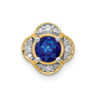 14K Gelbgold 1/15ct. Echt Diamant Und.33 Saphir Fantasie Kette Anhänger