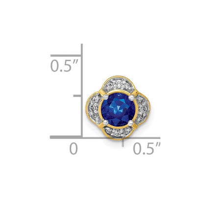 14K Gelbgold 1/15ct. Echt Diamant Und.50 Saphir Fantasie Kette Anhänger