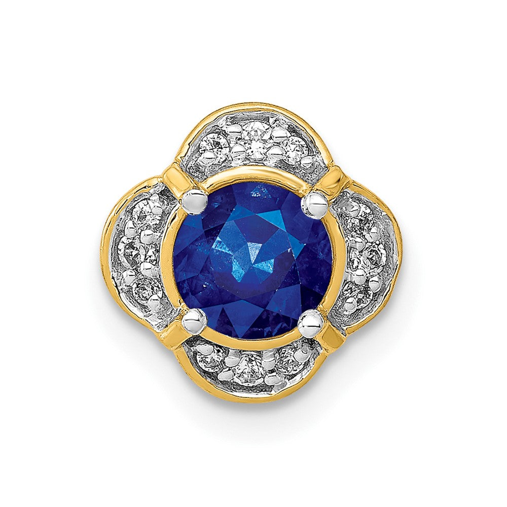 14K Gelbgold 1/15ct. Echt Diamant Und.50 Saphir Fantasie Kette Anhänger