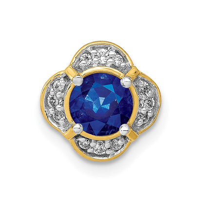 14K Gelbgold 1/15ct. Echt Diamant Und.50 Saphir Fantasie Kette Anhänger