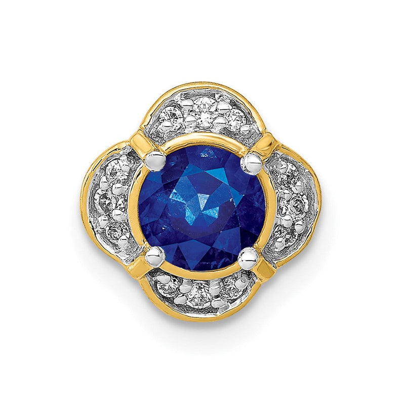 14K Gelbgold 1/15ct. Echt Diamant Und.50 Saphir Fantasie Kette Anhänger