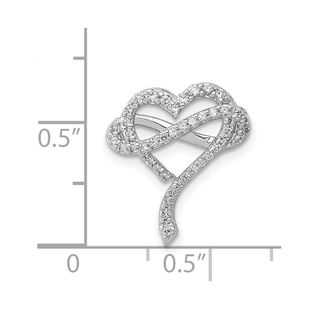 14K Weißgold 1/3ct. Echt Diamant Unendlichkeit & Herz Kette Anhänger