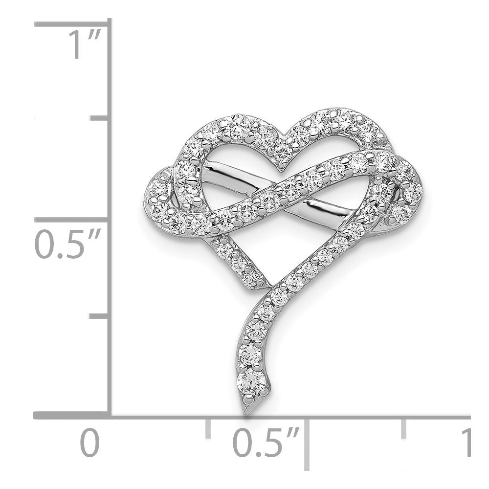 14K Weißgold 1/2ct. Echt Diamant Unendlichkeit und Herz Kette Anhänger