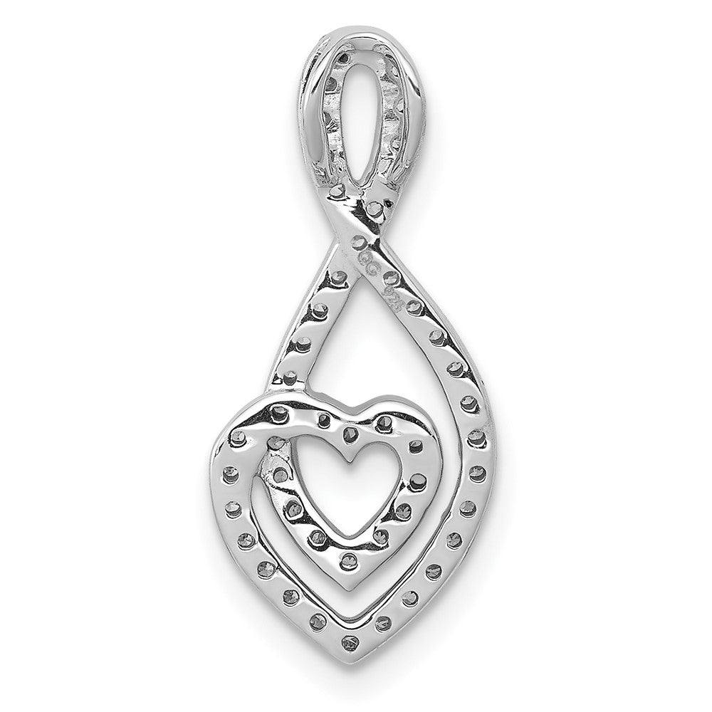 14K Weißgold 1/4ct. Echt Diamant Fantasie Herz Unendlichkeit Kette Anhänger
