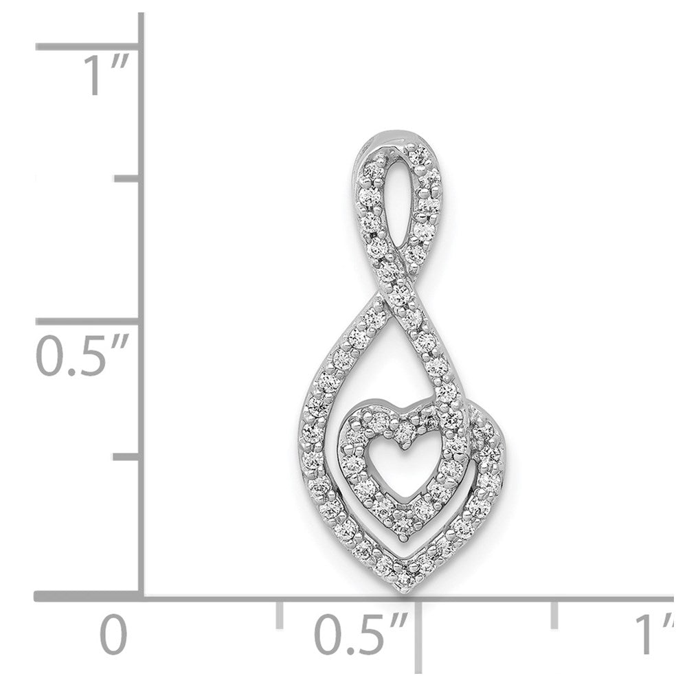 14K Weißgold 1/4ct. Echt Diamant Fantasie Herz Unendlichkeit Kette Anhänger