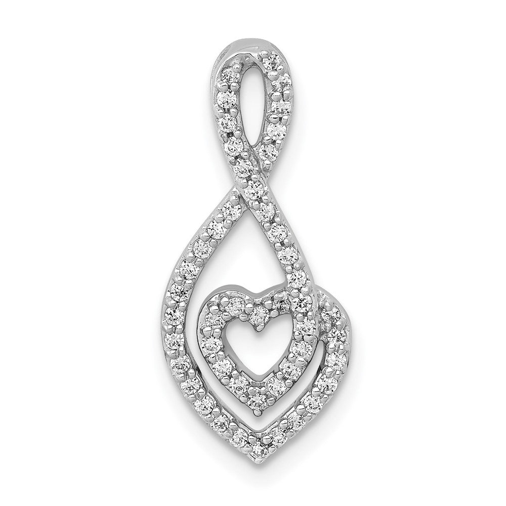 14K Weißgold 1/4ct. Echt Diamant Fantasie Herz Unendlichkeit Kette Anhänger