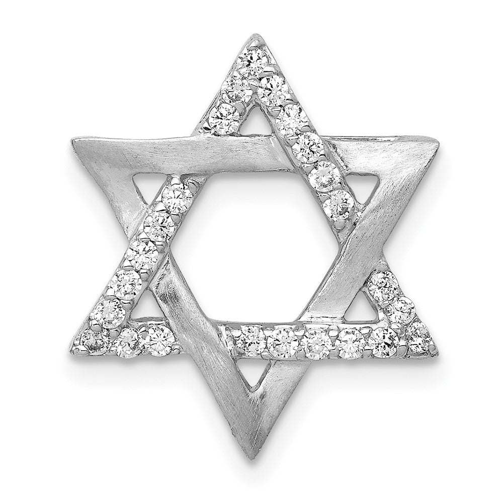 14K Weißgold 1/4ct. Echt Diamant Stern Of David Kette Anhänger
