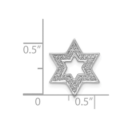 14K Weißgold 1/8ct. Echt Diamant Stern Of David Kette Anhänger