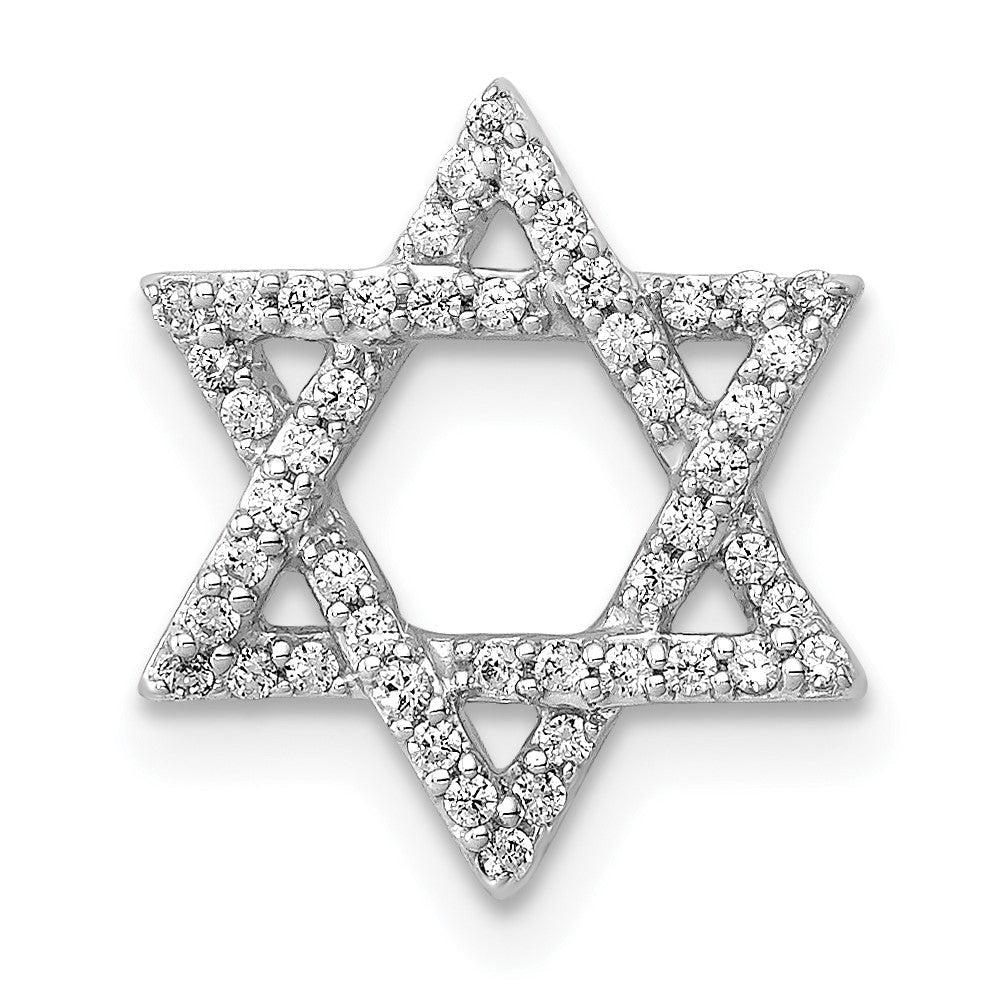 14K Weißgold 1/5ct. Echt Diamant Stern Of David Kette Anhänger